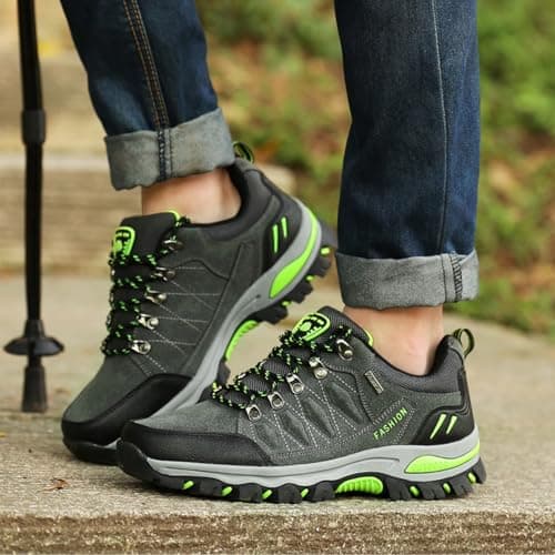 VLOOKST Hiking Boots Mens Outdoor Non-Slip Lace-up Walking Trekking Shoes Sneaker for Climbing Backpacking Camping,8018 Grey,8.5 UK — view 2
