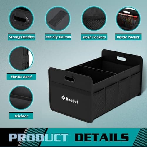 K KNODEL Car Boot Organiser, Foldable Car Boot Storage (Small, Black) — view 3