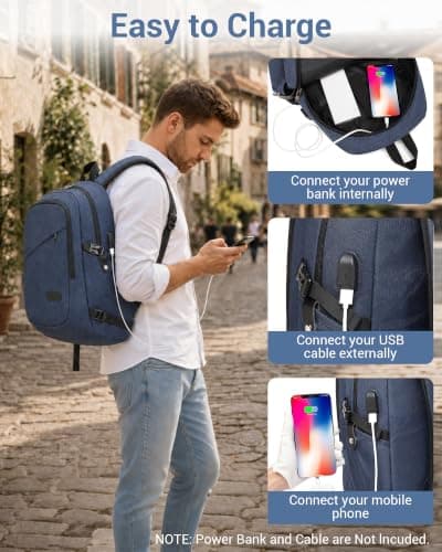 Kono Laptop Backpack School Bag Anti Theft Rucksack for Men Navy — view 5