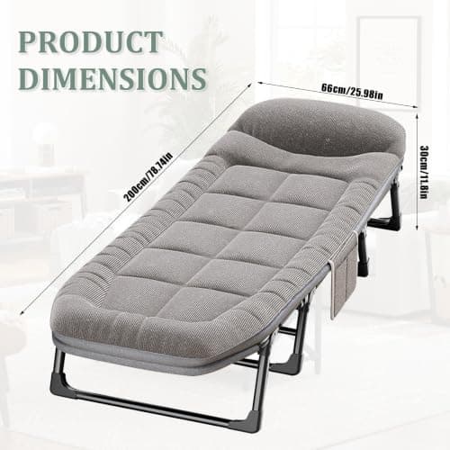 NCONCO Camp Bed for Adults,Oversized Adjustable Folding Travel Cot Portable — view 2