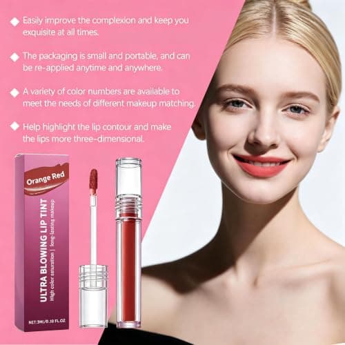 Doe Foot Lip Color Warm Red Finish ZEPHOCO Glossy Liquid, O red — view 6
