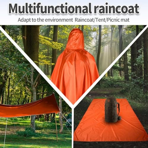 ZONGHUN Rain Poncho Adult Waterproof Raincoat Reusable Emergency Poncho for Men Women with Hood for Hiking, Camping, Outdoor Activities — view 5