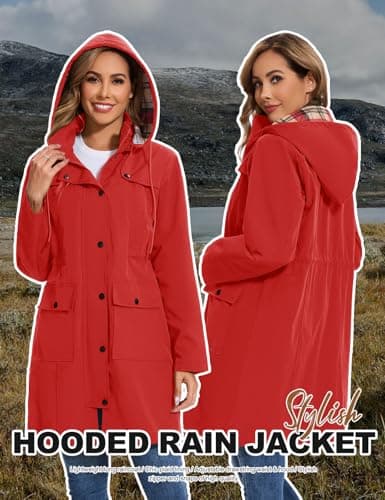 Tuopuda Women Waterproof Coat Outdoor Hooded Rain Jacket for Spring Autumn — view 3