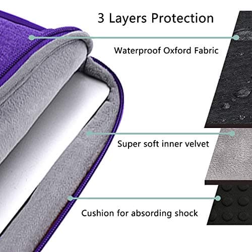 Voova Laptop Sleeve 13-14 Inch, Waterproof Case with Pouch, Purple — view 5