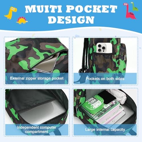 Aucuu Kids Backpack, Camouflage School Backpack, Boys Girls Toddler Primary School Bag, Waterproof Nylon Rucksack, Casual Daypack, Book Bag for Campus Outdoor Travel Sports — view 4