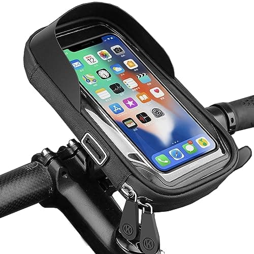 Flintronic Bike Phone Holder - Waterproof 360° Rotating Mount, Touchscreen Compatible Cycling Handlebar Bag for iPhone & Samsung Smartphones up to 6.4''