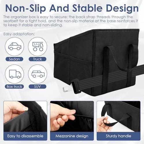 RHAIQBVC Car Seat Organizer Car Organiser Back Seat Large Capacity Folding Automotive Passenger Seats and Backseat Storage Caddy with 4 Cup Holder for Trunk Water Bottle Umbrella Sunglasses — view 5