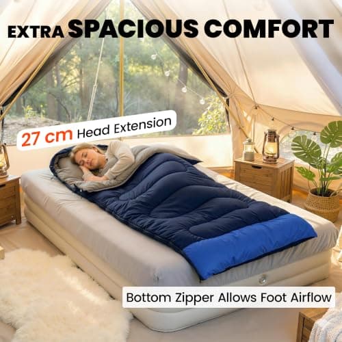 Outsunny Sleeping Bag for Adults Compact Sleeping Bag 3 Seasons Navy Blue — view 6