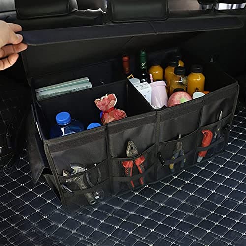 SOREIA Collapsible Car Trunk Organizer with Reflective Strips, Durable 1680D Oxford Fabric, Large Capacity Storage Bin with Aluminum Handles, Anti-Slip Bottom Black Small (S: 35 * 35 * 30cm) — view 4