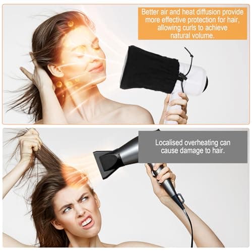 Foldable Travel Diffuser Hair Dryer - Universal Diffuser Attachment for hairdryer for Curly Wavy Hair - Black hot Sock diffusers Heat Resistant Nylon Mesh Cotton Canvas — view 5