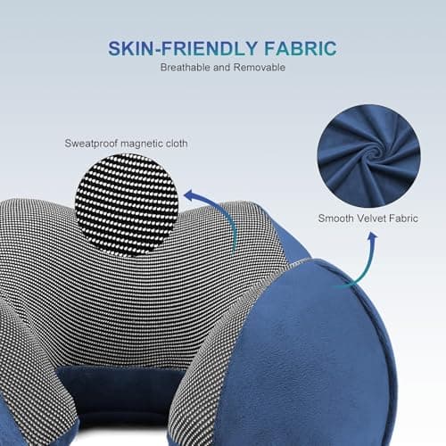 SpeXyngial Travel pillow,Memory Foam Travel Neck Pillow with Spare Cover - Comfortable & Washable Support for Long Flights, Road Trips, and Office Naps, Adjustable Fit for Adults & Teens (NAVY) — view 5