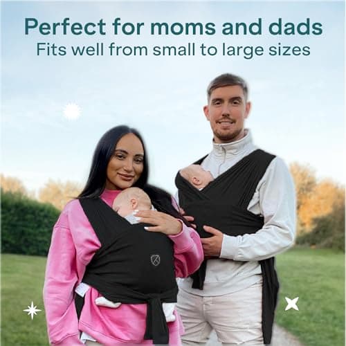 Koala Babycare Baby Sling Easy to Wear - Certified Ergonomic Support - Multi-Purpose Stretchy Baby Carrier Suitable up to 9 kg - Baby Wrap Carrier for Newborn - Black - Registered Design — view 6