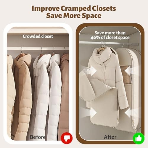 3PCS Space Saving Hanging Garment Bag With Self Compression Zipper,Waterproof Compression Bags For Down Coat For Costume Wardrobe Space Saver — view 3