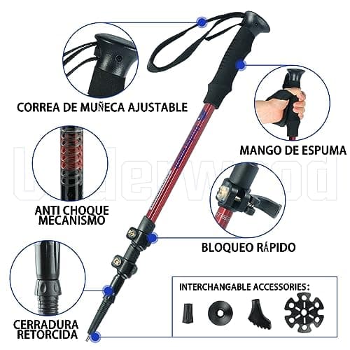 2-Pack Walking Sticks for Women and Men,Telescopic Trekking Pole for Hiking — view 2