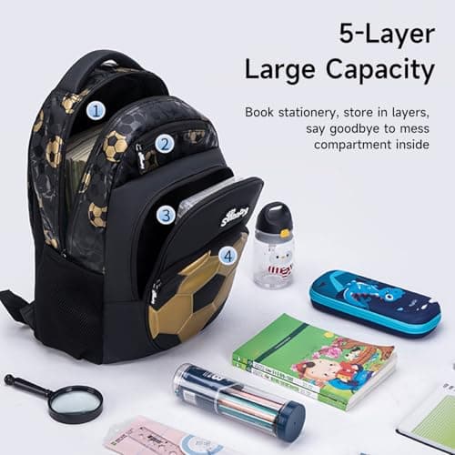 Kids Football School Backpack for Boys & Teens, Lightweight Water Resistant — view 2