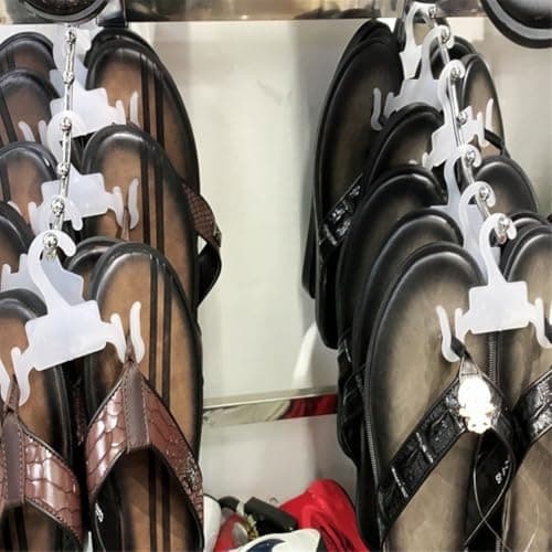 Plastic Sandal Hangers 10 Pack Flip Flop Holder with Space Saving Design Shoe Organizer Black Slipper Hooks for Retail Beach Shops Mall Display Home — view 3