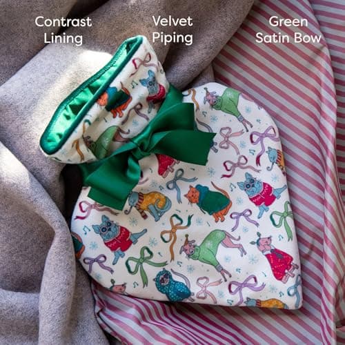 Heathcote & Ivory Hot Water Bottle and Velvet Cover 480ml, Great for Menstrual Cramps, Pain, Relief, Compact Travel Size, Cosy Beauty Gift for Her, Heart Shaped Bottle, Vegan and Cruelty Free — view 6