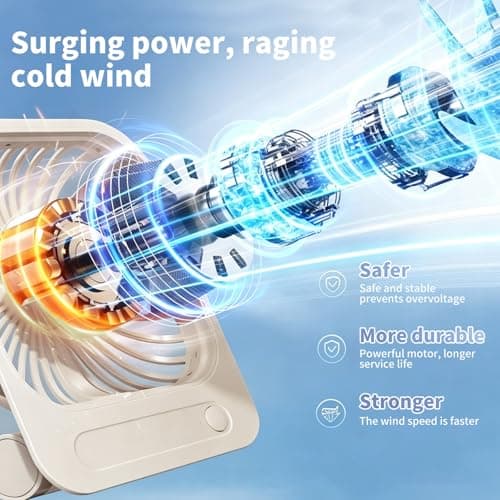 3 in 1 Mini Desk Fan, Portable Desk & Wall Fan with 4 Speeds Wind &180° Adjustable, USB/Battery Powered Foldable Fan, Quiet Airflow Magnetic Table Fan for Travel Home Office Bedroom Kitchen (White) — view 4