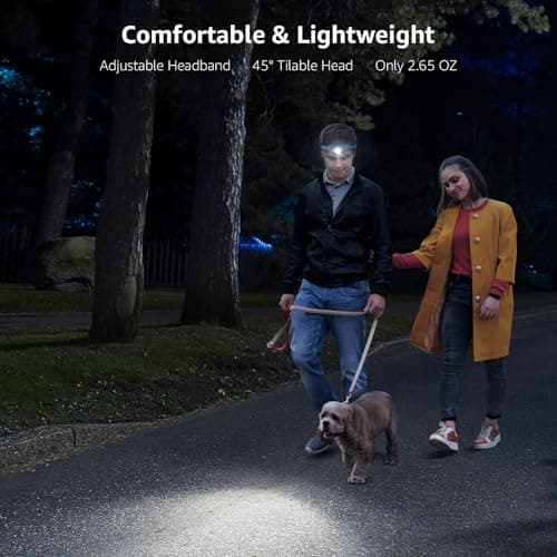 Lepro Head Torch Rechargeable, 2 Pack 2000L LED Headlamp 30Hrs Runtime — view 5