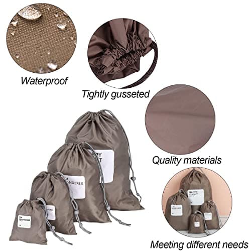 SamHeng Drawstring Waterproof Bags, 4 in 1 Nylon Folding String Sport Backpack, Portable Travel Storage Bags Clothing Shoes Organiser Dirty Sack Bag for Sports School Beach Holidays Swimming Travel — view 3