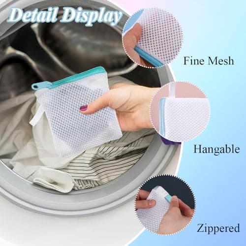 YFTRFR 6 Pack Small Laundry Bag, Mini Anti-Sticking Storage Bag Thick Mesh Zipper Closure Reusable for Protect Delicate Garments, Home, Hotel, Outdoor Travel, Wash Socks, Gloves(5 Color) — view 3