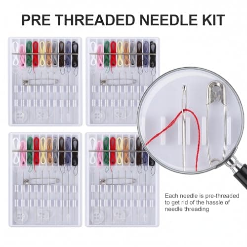 4 Pack Mini Sewing Kit Travel Size, Prethreaded Sewing Kits, Portable Needle and Thread Set with Pin Button for Travel, Home, Dorm, Hotel — view 4