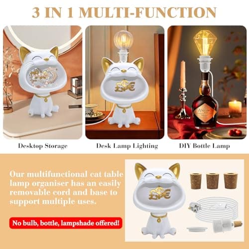 DIY Bottle Lamp Kit,Lamp Kit For Table Light, Bottle Light Adaptor, 15x20 cm White Table Lamp Base for Bedside Desk,E27 Bulb Holder with 240 cm Plug and Switch,Support Add Lampshade, for Living Room — view 4