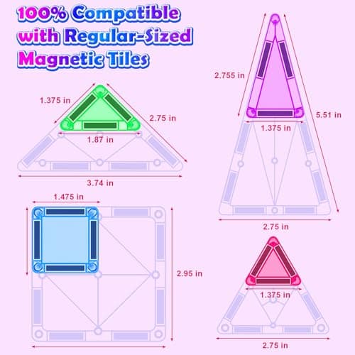 Magnetic Tiles Set Portable STEM Travel Essentials Toy for Toddlers 3+ — view 5