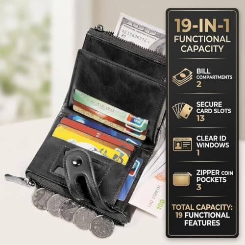 Oiieco Men‘s Wallet with Chain & RFID Blocking, 19-in-1 Organizer — view 4
