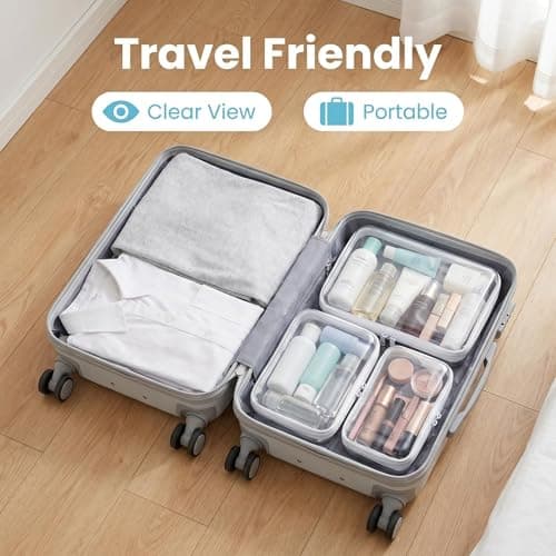 3PCS Clear Hard Shell Zipper Cases Transparent Toiletry Toys Bags Waterproof Cosmetic Toiletry Bag Portable Travel Organizer for Travel Makeup Tools Toy Storage Bin, Puzzles (White) — view 5