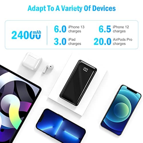 Power Bank Fast Charging 24000mAh, 22.5W QC3.0 PD4.0 Small USB C 4 Ports Portable Charger Battery Pack, Mini Battery Charger Wireless Power Banks for iPhone Samsung Galaxy Pixel — view 4