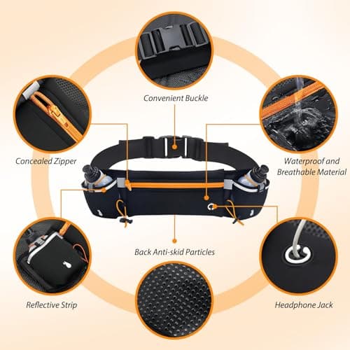 Running Belt with Water Bottles (2x180ML) Adjustable Hydration Waist Pack — view 3