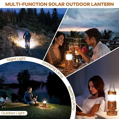 5-in-1 Solar Light and Fan, Gold — view 6