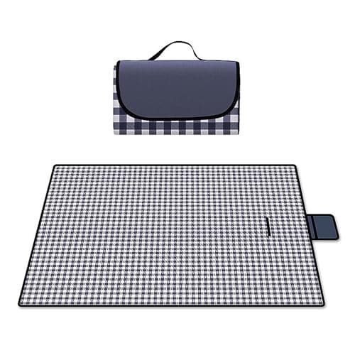 200x150CM Foldable Waterproof Picnic Mat with Carry Handle, Washable and Sandproof Outdoor Beach Blanket, Non-Slip Design for Garden, Camping, Hiking and Travel Use (Blue) — view 3