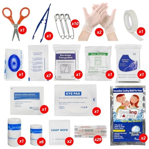 ASAB 68 Piece Travel First Aid Kit for Holiday Home Use Waterproof Easy to Carry Bag with Bandages Scissors Blanket Hiking Car First Aid Kit for Emergency Safety Essentials for Car Camping Work Hiking — view 5