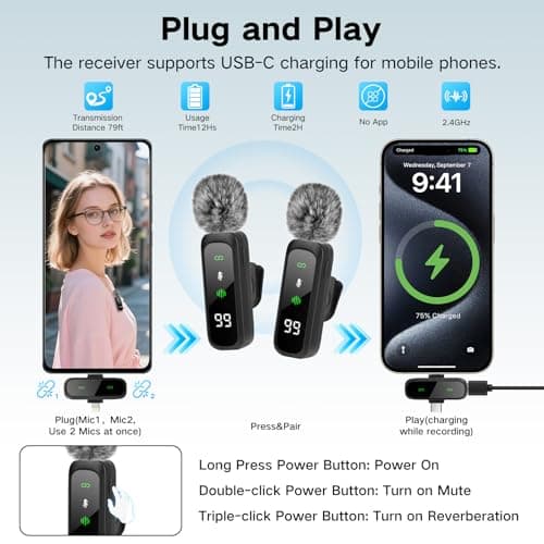 Vlogging Kit for iPhone,180CM Phone Tripod with Light and Microphone — view 3
