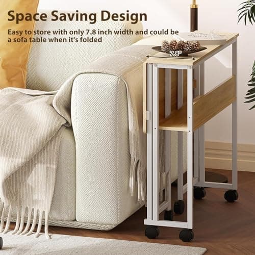 Aptliton Folding Desk, No Assembly Small Computer Desk, 80cm Portable Foldable Table for Small Spaces, Sturdy Home Office Writing Workstation for Bedroom, Study, Students (Brown) — view 5