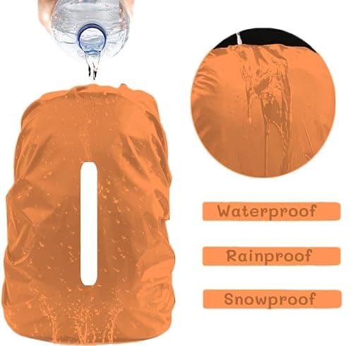 SHOCHX 2 Pack Waterproof Backpack Rain Cover with Reflective Strap, 1 Adjustable Anti Slip Cross Buckle Strap, Rainproof Snowproof for Hiking Camping Touring Cycling, M for 26-40L Backpack, Orange — view 2