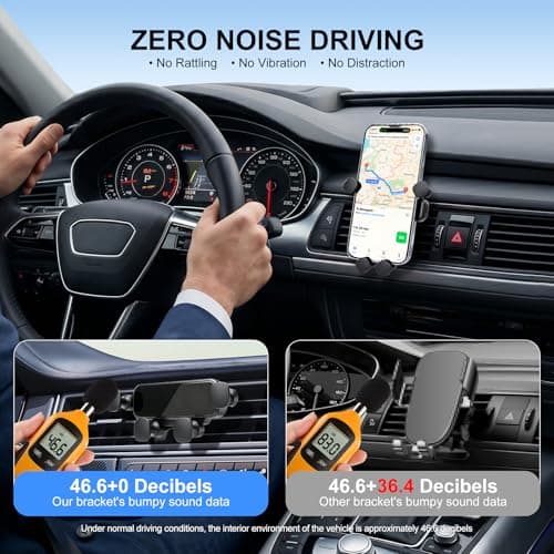 AIYEEN Little One Pro Car Phone Holder for Air Vent, Mini Vent Phone Mount with Smooth PVC Mirror Panel, Zero Noise One-Hand Car Phone Cradle for iPhone Samsung Android 4.7-6.7" (PVC Panel) — view 5