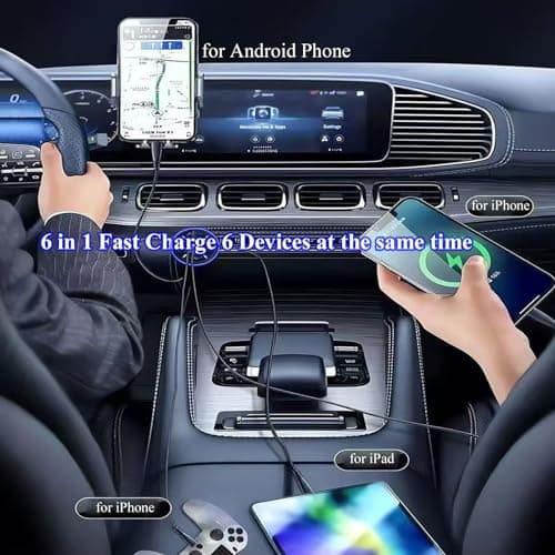 Super Fast Charge USB C Car Phone Charger Adapter 6 in 1 with Voltage Display 250W Multi Port Cigarette Lighter USB Charge for iPhone 16 15 14 13 12 11 Samsung Galaxy Huawei Oneplus Oppo Vivo — view 5