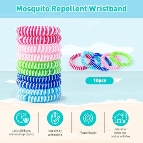 10pcs Mosquito Repellent Wristbands, Silicone Wristbands with Natural Formula for Adults Kids, Ideal for Outdoor Travel Summer — view 2