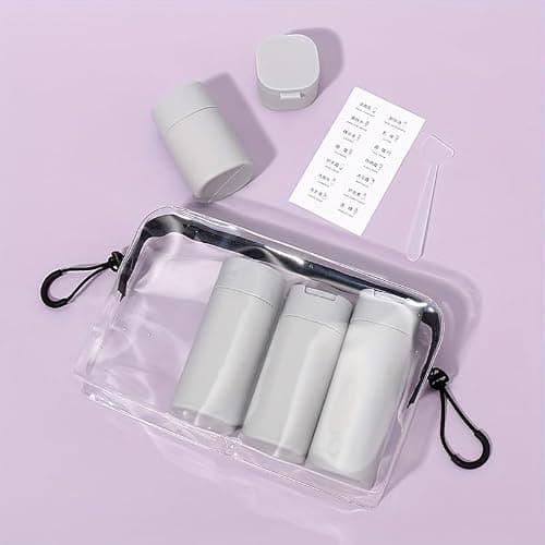 AruMinna 5Pcs Travel Bottles Set, TSA Approved Refillable Toiletry Dispenser Bottles, Leak Proof Travel Cream Containers with Matte Finish, for Shampoo Lotion Skincare (Light Grey) — view 3
