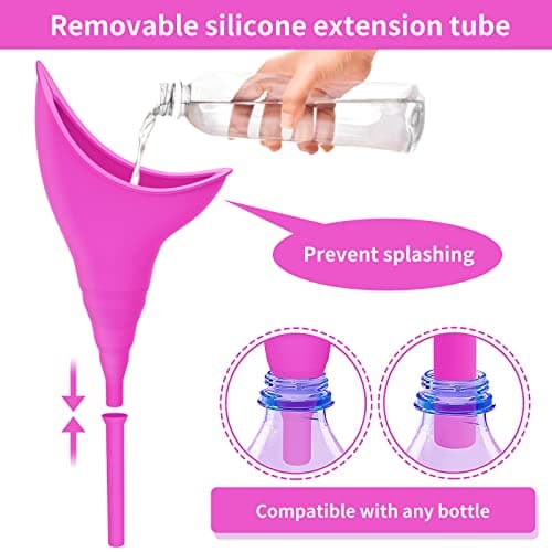 Female Urinal Festival Camping Accessories, Female Urination Device Camping Toilet Hiking Holiday Essentials Reusable for Women, Travel Camping Female Urinal Device Funnel Portable Urinal ( Fuchsia） — view 2