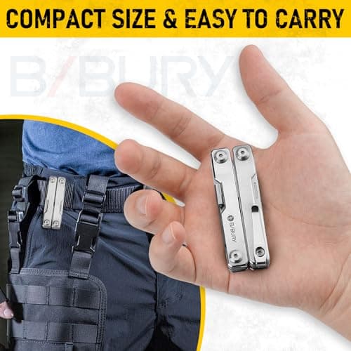 BIBURY Multitool, EDC Mini Pocket Tool, Foldable Pliers - BI2051A Silver — view 3