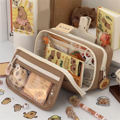 Large Pencil Case with Compartments,Cute Green Pencil Box for Girls — view 4