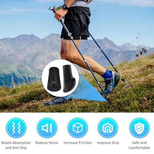 Pack of 12 Nordic Walking Poles, Rubber Buffers, Non-Slip Hiking Poles, Rubber Buffer for Most Walking Poles, Walking Sticks, Rubber Buffer for Hiking Poles, Asphalt Gravel Mountains, Hiking, 2 Styles — view 5