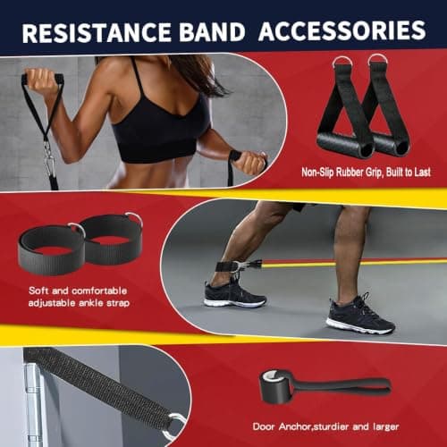 DSL Resistance Bands Set with Handles, 150lbs Exercise Bands for Home Gym — view 4