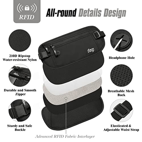 MoKo Travel Money Belt with RFID Blocking and 3 Pockets — view 5