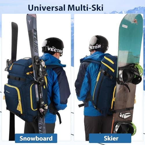 Hp hope Ski Boot Bag with Helmet Compartment Ski Bag Ski Backpack with Helmet Bag Ski Bag Ice Skate Bag for Ski Helmet Ski Boots Ice Skates Snowboard Backpack Hiking Camping Climbing 70L, blue, — view 6