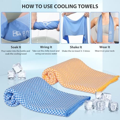 BOGI Cooling Towel, Cooling Towels for Neck(100x30 cm) Ice Towel Cooling Towel, Soft Breathable Sweat Towel for men & women,Stay Cool for Yoga, Sport, Gym, Workout, Camping & More Activities | Blue — view 5